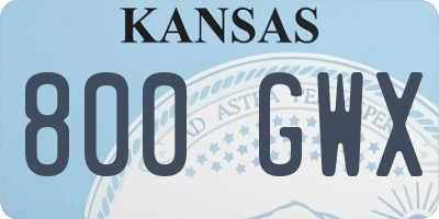 KS license plate 800GWX
