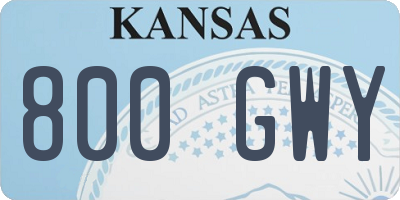 KS license plate 800GWY