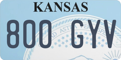 KS license plate 800GYV
