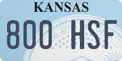 KS license plate 800HSF