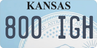 KS license plate 800IGH