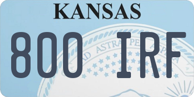 KS license plate 800IRF
