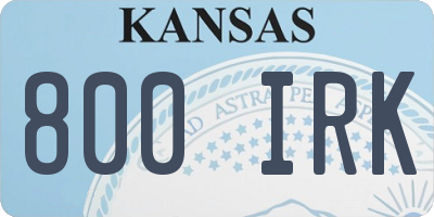 KS license plate 800IRK