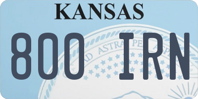 KS license plate 800IRN