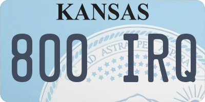 KS license plate 800IRQ