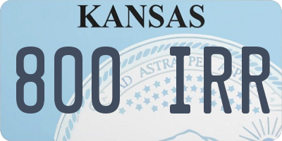 KS license plate 800IRR