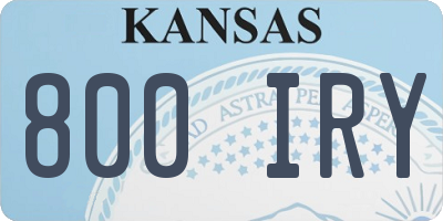 KS license plate 800IRY