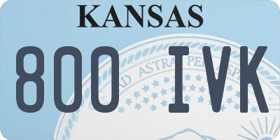 KS license plate 800IVK