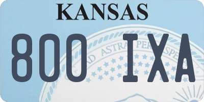 KS license plate 800IXA