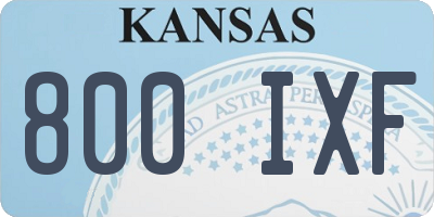 KS license plate 800IXF