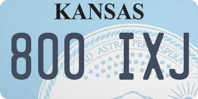 KS license plate 800IXJ