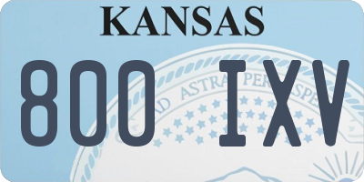 KS license plate 800IXV
