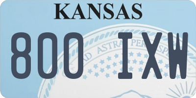 KS license plate 800IXW
