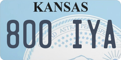 KS license plate 800IYA