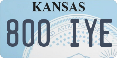 KS license plate 800IYE