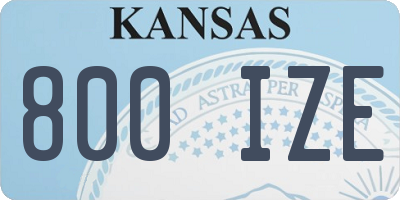 KS license plate 800IZE
