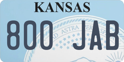 KS license plate 800JAB