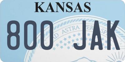 KS license plate 800JAK