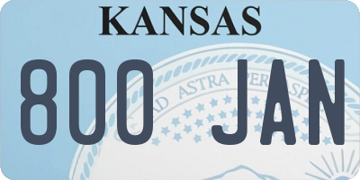 KS license plate 800JAN