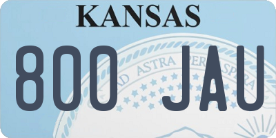 KS license plate 800JAU