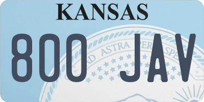 KS license plate 800JAV