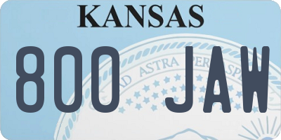 KS license plate 800JAW