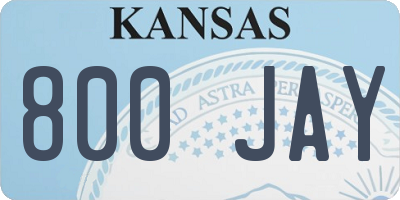 KS license plate 800JAY
