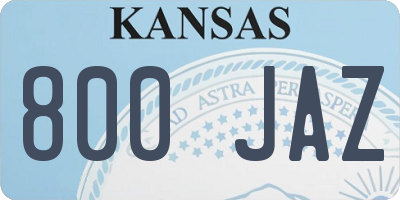 KS license plate 800JAZ