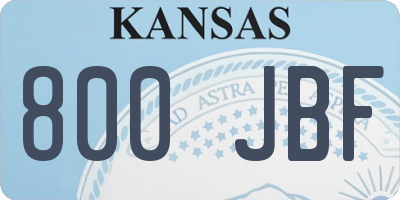 KS license plate 800JBF