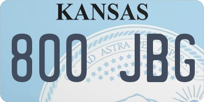 KS license plate 800JBG