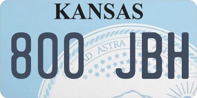 KS license plate 800JBH