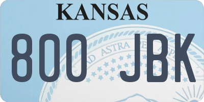 KS license plate 800JBK