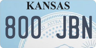 KS license plate 800JBN