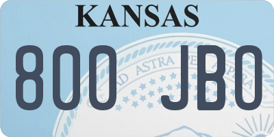 KS license plate 800JBO