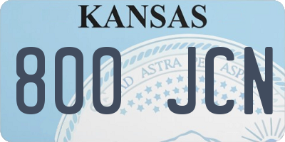 KS license plate 800JCN