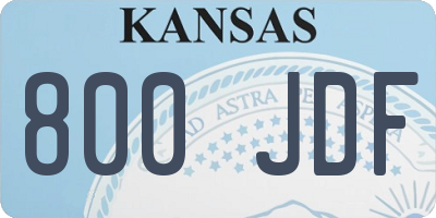 KS license plate 800JDF