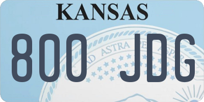 KS license plate 800JDG