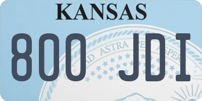 KS license plate 800JDI