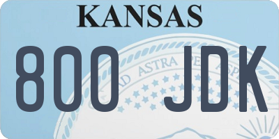 KS license plate 800JDK