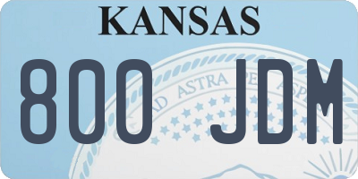 KS license plate 800JDM