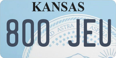 KS license plate 800JEU