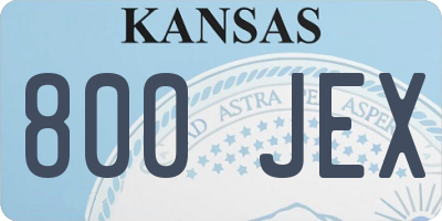 KS license plate 800JEX