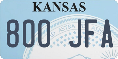 KS license plate 800JFA