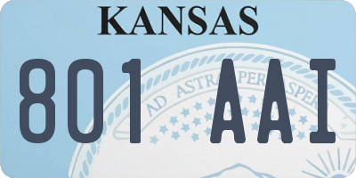 KS license plate 801AAI