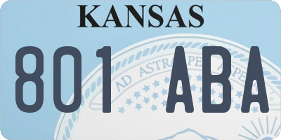 KS license plate 801ABA