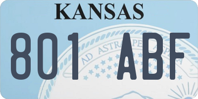 KS license plate 801ABF