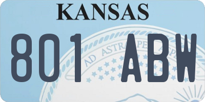 KS license plate 801ABW
