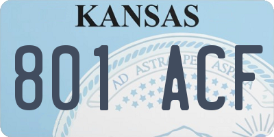 KS license plate 801ACF