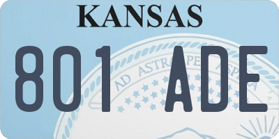 KS license plate 801ADE