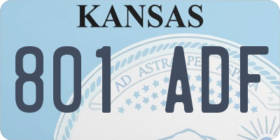 KS license plate 801ADF